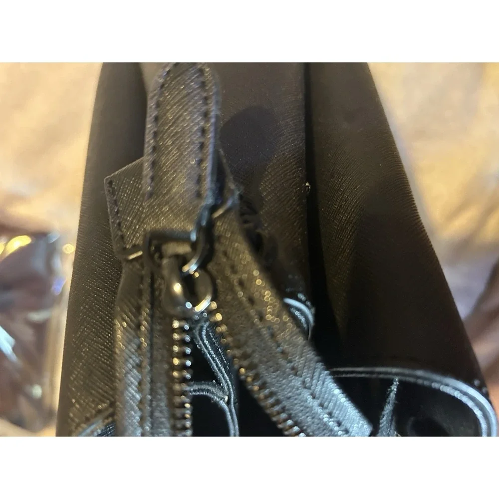 DKNY Black Saffiano Satchel Tote Bag Structured Zip Top Purse Women's Handbag